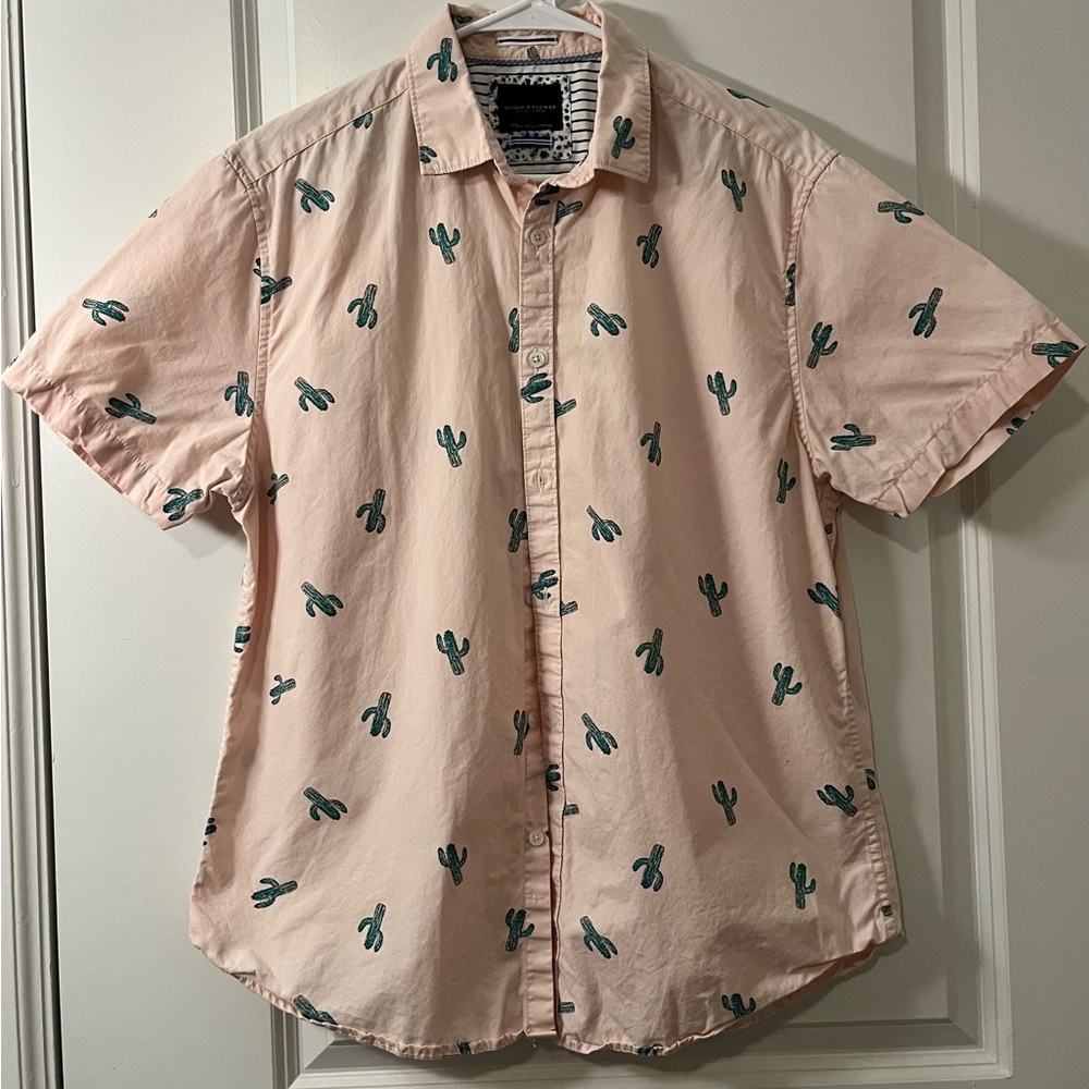 Denim & Flower Ricky Singh Size L Mens Shirt Short Sleeve Casual Cactus